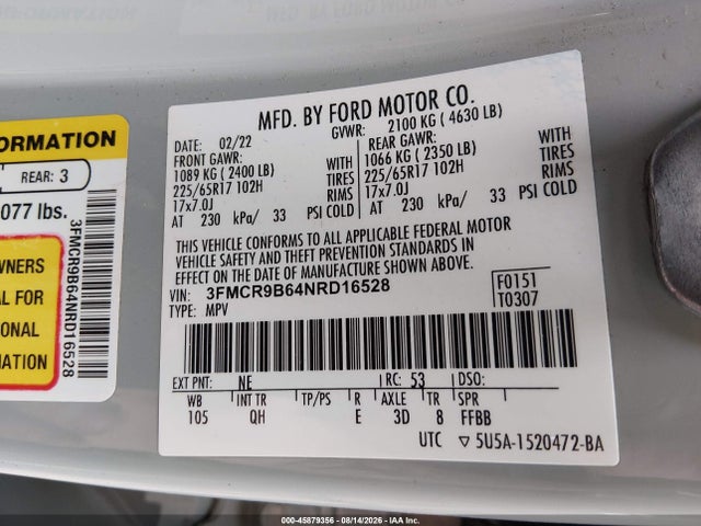 Ford Bronco Sport Big Bend 2022 3FMCR9B64NRD16528 Image 9