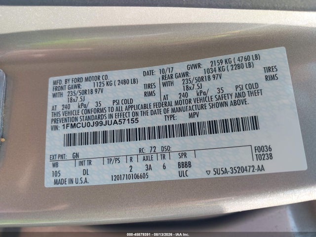Ford Escape Titanium 2018 1FMCU0J99JUA57155 Image 9