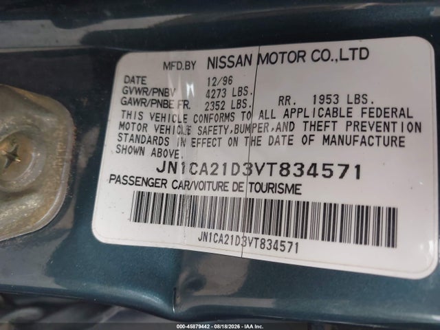 Продажа на аукционе авто 1997 Nissan Maxima Gle/gxe/se, vin: JN1CA21D3VT834571, номер лота: 45879442