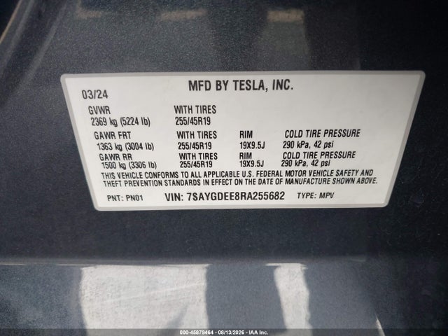 7SAYGDEE8RA255682 Tesla Model Y Long Range Dual Motor All-wheel Drive
