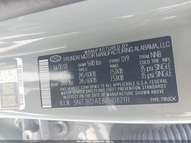 Продаж на аукціоні авто 2024 Hyundai Santa Cruz Sel, vin: 5NTJBDAE8RH082111, номер лоту: 45879465