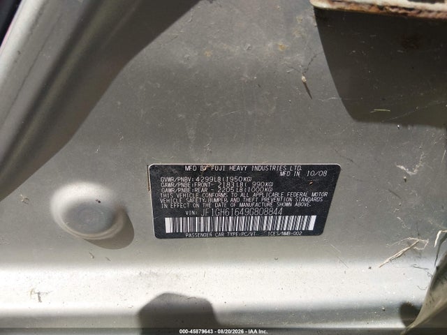 Продаж на аукціоні авто 2009 Subaru Impreza 2.5i, vin: JF1GH61649G808844, номер лоту: 45879643
