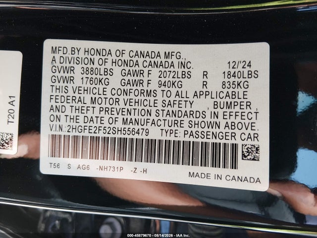 Honda Civic Sport 2025 2HGFE2F52SH556479 Image 9