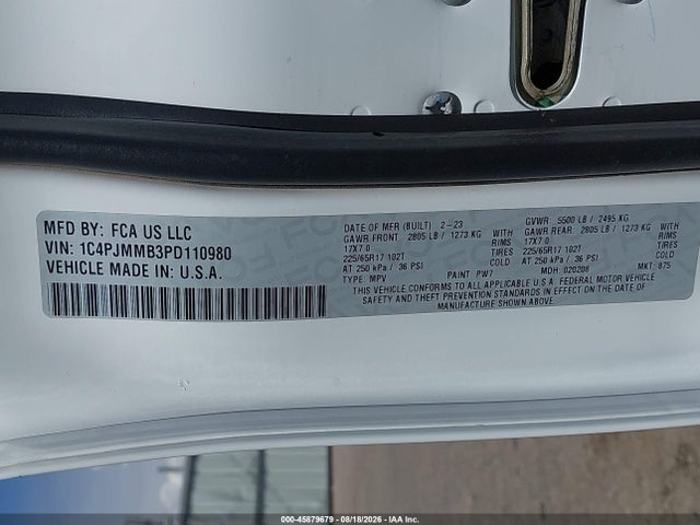 Продаж на аукціоні авто 2023 Jeep Cherokee Altitude Lux 4x4, vin: 1C4PJMMB3PD110980, номер лоту: 45879679