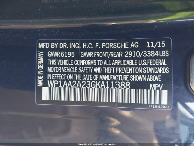 Продажа на аукционе авто 2016 Porsche Cayenne, vin: WP1AA2A23GKA11388, номер лота: 45879787