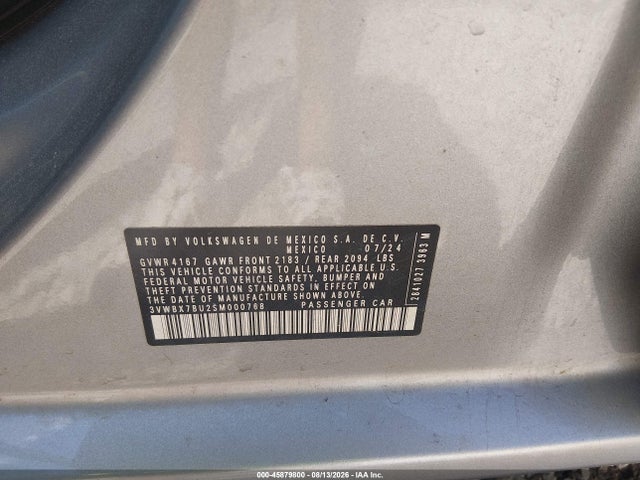 45879800 :رقم المزاد ، 3VWBX7BU2SM000768 vin ، 2025 Volkswagen Jetta 1.5t Sport مزاد بيع