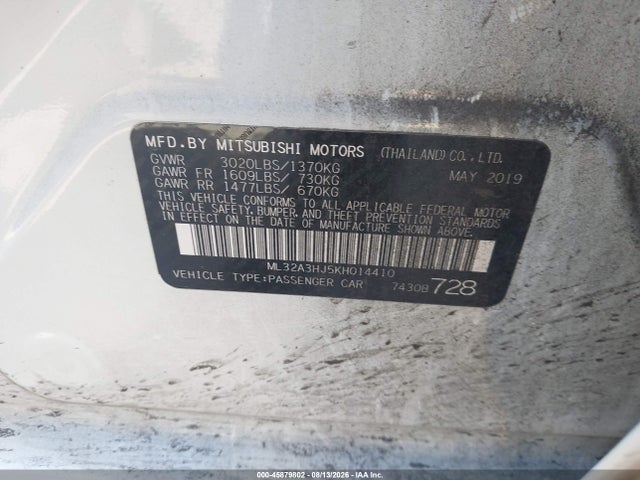 Mitsubishi MIRAGE ES 2019 ML32A3HJ5KH014410 Image 9