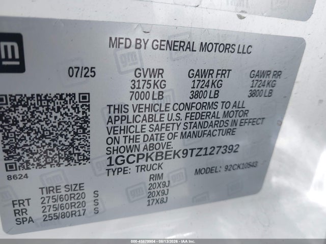 1GCPKBEK9TZ127392 Chevrolet Silverado 1500 4wd Short Bed Custom