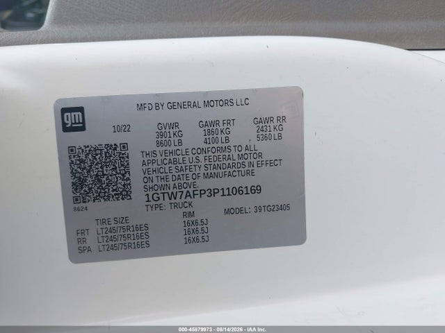 Продаж на аукціоні авто 2023 Gmc Savana Cargo Rwd 2500 Regular Wheelbase Work Van, vin: 1GTW7AFP3P1106169, номер лоту: 45879973