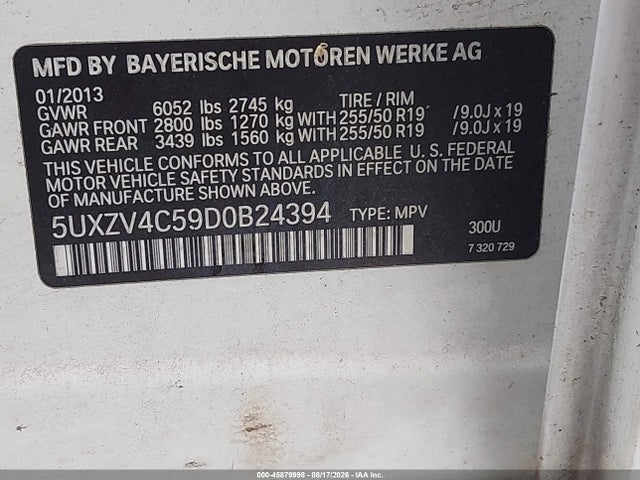 Продажа на аукционе авто 2013 Bmw X5 Xdrive35i/xdrive35i Premium/xdrive35i Sport Activity, vin: 5UXZV4C59D0B24394, номер лота: 45879998
