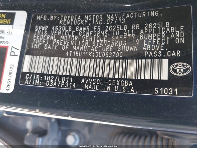 Продаж на аукціоні авто 2013 Toyota Camry Hybrid Xle, vin: 4T1BD1FK4DU093790, номер лоту: 45880015