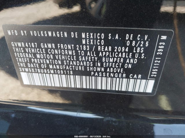 3VW5X7BU8SM109118 Volkswagen Jetta 1.5t S