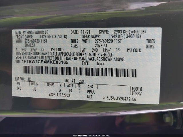 Ford F-150 Xl 2021 1FTEW1CP4MKE83165 Image 9