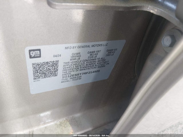 2024 Chevrolet Malibu Fwd 2lt მანქანა იყიდება აუქციონზე, vin: 1G1ZE5ST7RF214905, აუქციონის ნომერი: 45880083