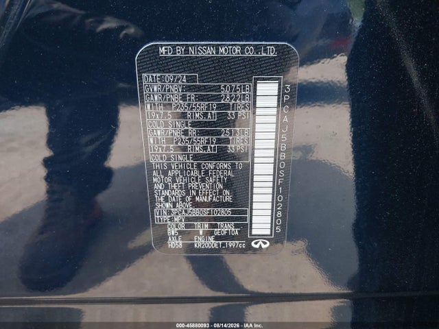 Aukcja sprzedaży 2025 Infiniti Qx50 Luxe Awd, vin: 3PCAJ5BB0SF102805, numer aukcji: 45880093