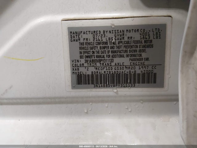 45880113 :رقم المزاد ، 3N1AB8DV8PY311133 vin ، 2023 Nissan Sentra Sr Xtronic Cvt مزاد بيع