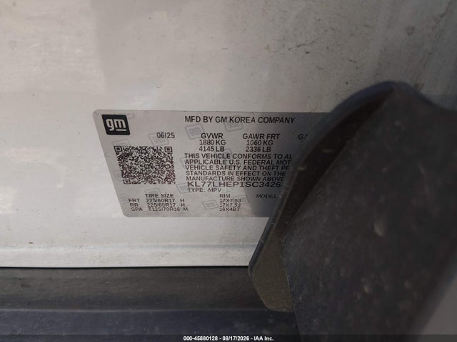 Aukcja sprzedaży 2025 Chevrolet Trax Fwd Lt, vin: KL77LHEP1SC342632, numer aukcji: 45880128