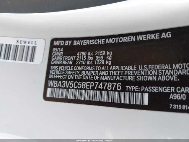 Продажа на аукционе авто 2014 Bmw 428i, vin: WBA3V5C58EP747876, номер лота: 45880141