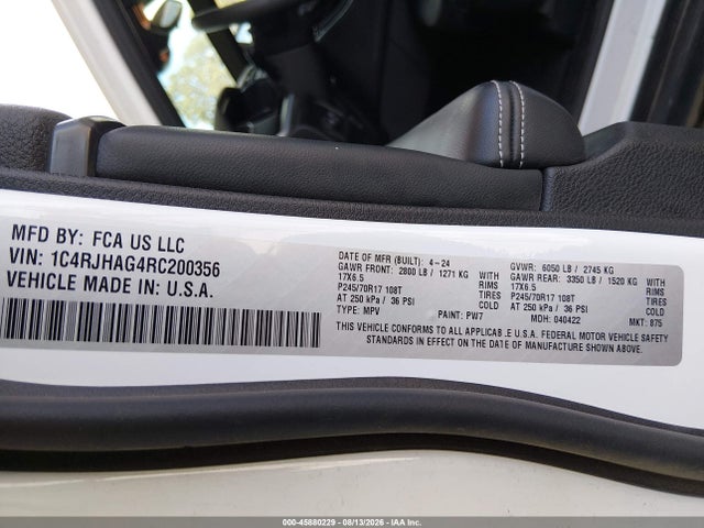 Aukcja sprzedaży 2024 Jeep Grand Cherokee Laredo 4x4, vin: 1C4RJHAG4RC200356, numer aukcji: 45880229