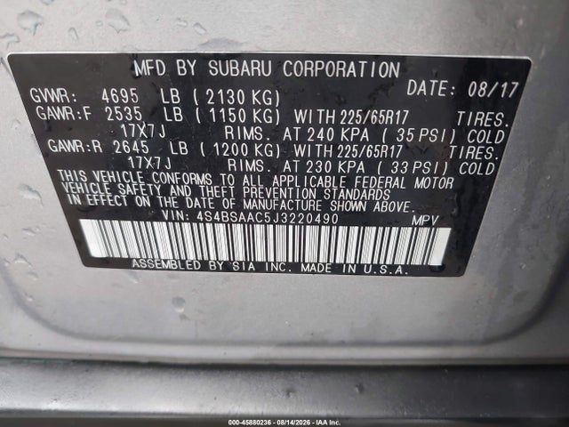 Subaru Outback 2.5i 2018 4S4BSAAC5J3220490 Image 9