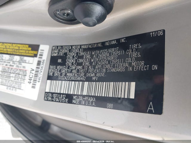 Aukcja sprzedaży 2006 Toyota Sienna Xle, vin: 5TDZA22CX6S586462, numer aukcji: 45880257
