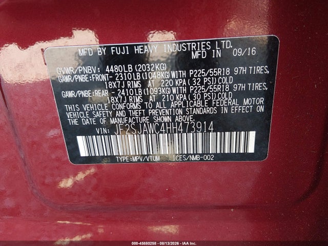 JF2SJAWC4HH473914 Subaru Forester 2.5i Touring