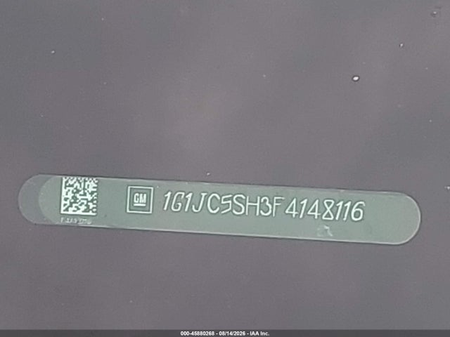 Продаж на аукціоні авто 2015 Chevrolet Sonic Lt Auto, vin: 1G1JC5SH3F4148116, номер лоту: 45880268