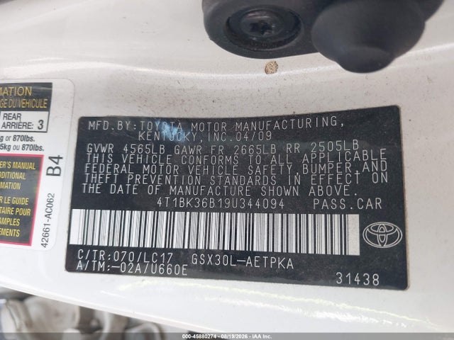 Aukcja sprzedaży 2009 Toyota Avalon Limited, vin: 4T1BK36B19U344094, numer aukcji: 45880274