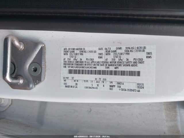 45880333 :رقم المزاد ، 1FMCU0GX8EUA30346 vin ، 2014 Ford Escape Se مزاد بيع