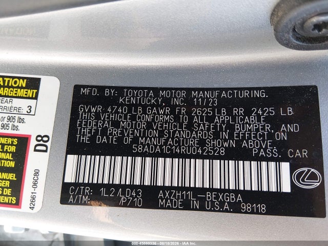 58ADA1C14RU042528 Lexus ES 300H