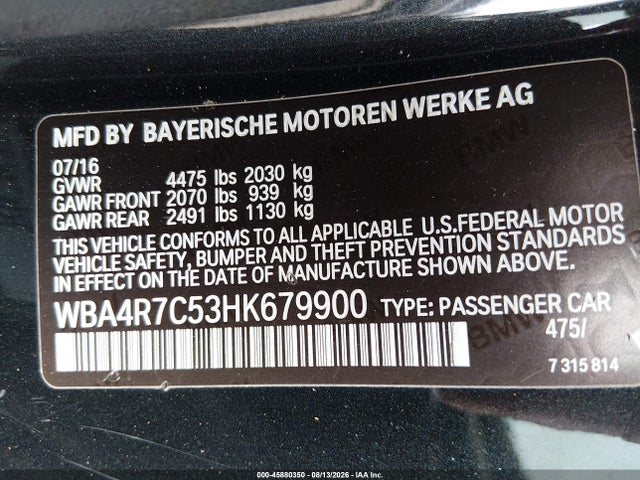 BMW 430I 2017 WBA4R7C53HK679900 Image 9