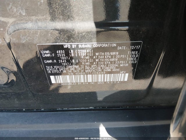 Aukcja sprzedaży 2018 Subaru Outback 3.6r Touring, vin: 4S4BSETC7J3284468, numer aukcji: 45880385