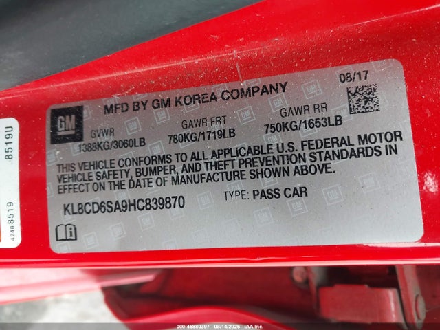 Chevrolet Spark 1lt Cvt 2017 KL8CD6SA9HC839870 Image 9