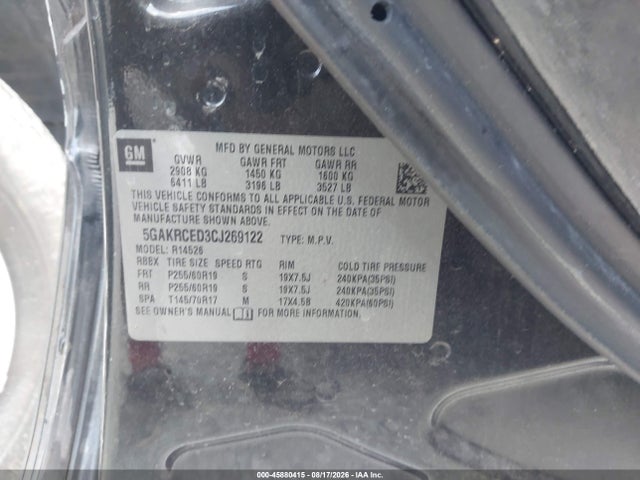 Aukcja sprzedaży 2012 Buick Enclave Leather, vin: 5GAKRCED3CJ269122, numer aukcji: 45880415