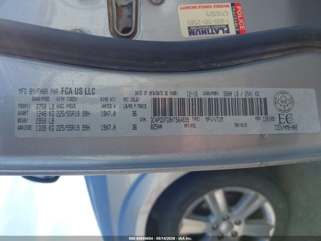 45880454 :رقم المزاد ، 3C4PDDFG9HT564839 vin ، 2017 Dodge Journey Gt مزاد بيع