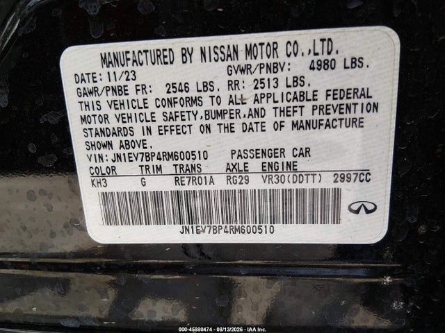Продаж на аукціоні авто 2024 Infiniti Q50 Luxe, vin: JN1EV7BP4RM600510, номер лоту: 45880474