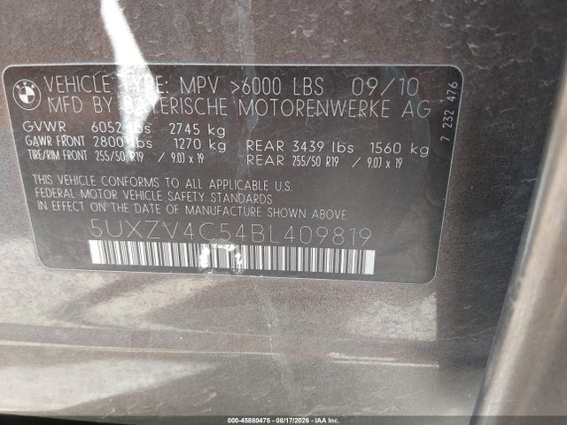 Продаж на аукціоні авто 2011 Bmw X5 Xdrive35i/xdrive35i Premium/xdrive35i Sport Activity, vin: 5UXZV4C54BL409819, номер лоту: 45880475