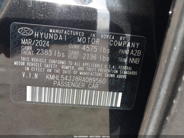 Продаж на аукціоні авто 2024 Hyundai Sonata Hybrid Limited, vin: KMHL54JJ8RA089560, номер лоту: 45880486