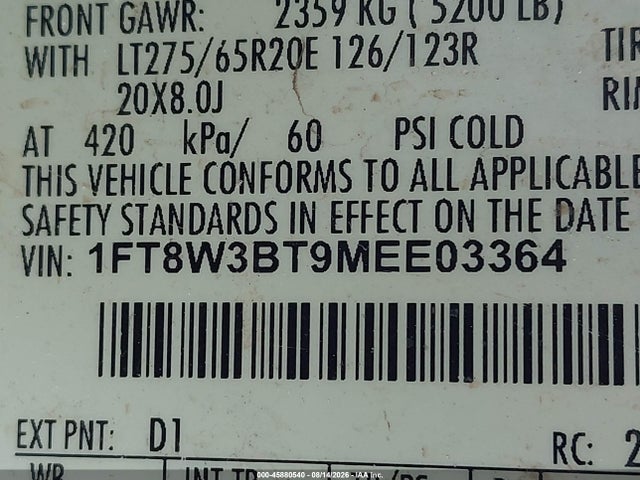 45880540 :رقم المزاد ، 1FT8W3BT9MEE03364 vin ، 2021 Ford F-350 King Ranch مزاد بيع