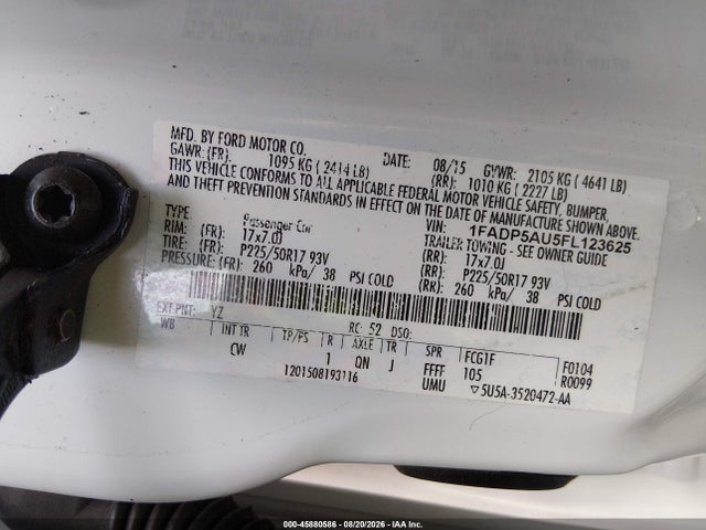 Продажа на аукционе авто 2015 Ford C-max Hybrid Se, vin: 1FADP5AU5FL123625, номер лота: 45880586