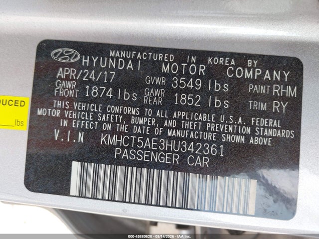 Hyundai ACCENT SE 2017 KMHCT5AE3HU342361 Image 9