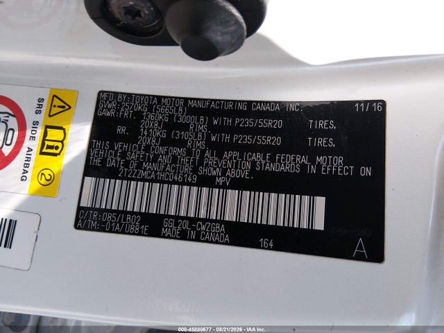 45880677 :رقم المزاد ، 2T2ZZMCA1HC046149 vin ، 2017 Lexus Rx 350 مزاد بيع