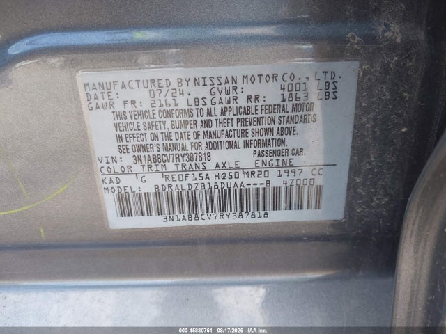 Продаж на аукціоні авто 2024 Nissan Sentra Sv Xtronic Cvt, vin: 3N1AB8CV7RY387818, номер лоту: 45880761