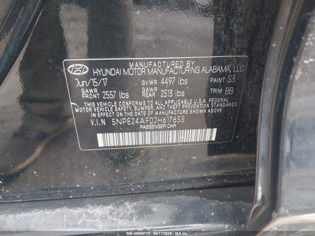 45880772 :رقم المزاد ، 5NPE24AF0JH617655 vin ، 2018 Hyundai Sonata Se مزاد بيع