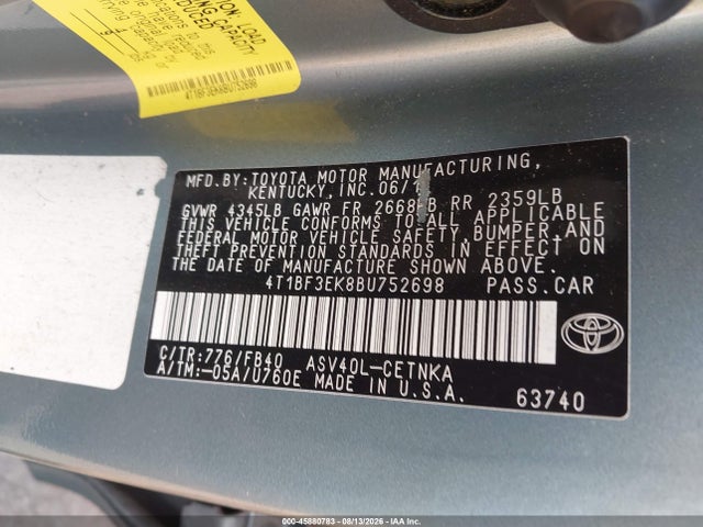 Продажа на аукционе авто 2011 Toyota Camry Le, vin: 4T1BF3EK8BU752698, номер лота: 45880783