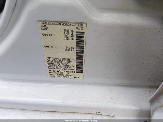 Продаж на аукціоні авто 2020 Nissan Altima S Fwd, vin: 1N4BL4BV5LC236183, номер лоту: 45880828