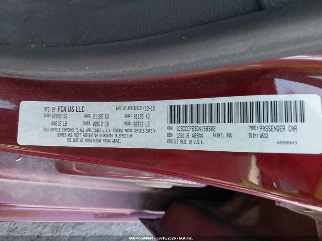 Продаж на аукціоні авто 2016 Chrysler 200 Lx, vin: 1C3CCCFB3GN158302, номер лоту: 45880843