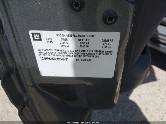 45880860 :رقم المزاد ، 1G4HP52K85U226681 vin ، 2005 Buick Lesabre Custom مزاد بيع