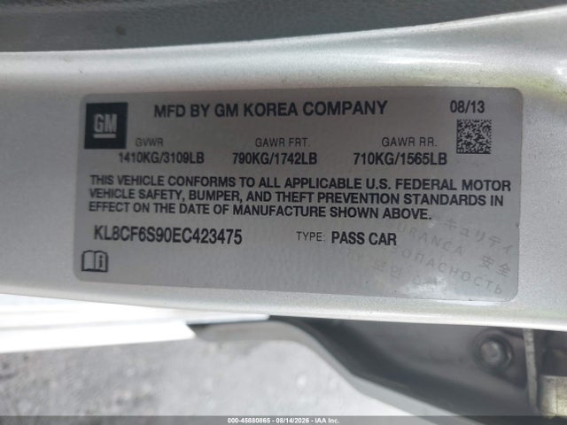Chevrolet Spark 2lt Auto 2014 KL8CF6S90EC423475 Image 9