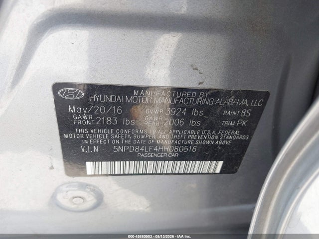 5NPD84LF4HH080516 Hyundai ELANTRA SE